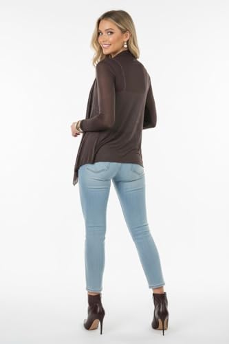 Image of ToBeInStyle Womens Open Front Long Sleeve Lightweight Asymmetrical Draped Cardigan with Side Pockets