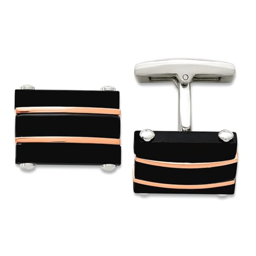 Mancuernillas de Acero Negro y Rosa 17.5 mm para Hombre miniatura 1