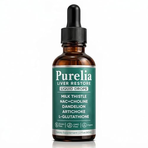 SCEZROB Purelia Liver Restore Drops Complete Liver Detox Support Supplement with Milk Thistle Dandelion & L-Glutathione for Liver Cleanse & Digestion Aid Health 2 Fl Oz (1)