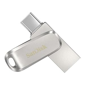 SANDISK Ultra Dual Drive Luxe, USB Type-C & Type-A Flash Drive 512GB (Memory stick up to 400MB/s, Reversible Type-C and Type-A connectors for Smartphone, Tablets, Macs & computers, All Metal) Silver