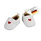 Heless 5301 - Slipper für Puppen, in Beige und mit rotem Herz, für Puppen und Kuscheltiere der Größe 30-34 cm