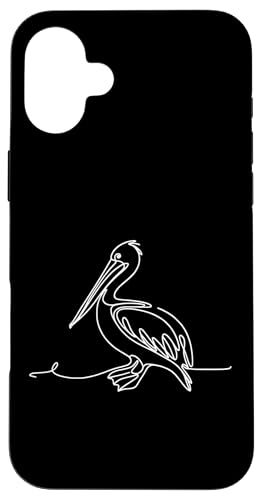 Carcasa para iPhone 16 Plus Line Art Bird & Ornitólogo Pelícano Australiano