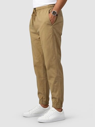 Image of Beyoung Cotton Solid Elastic with Drawstring Cargo Joggers for Men | Regular Fit | 2 Spacious Pockets | Smooth Texture