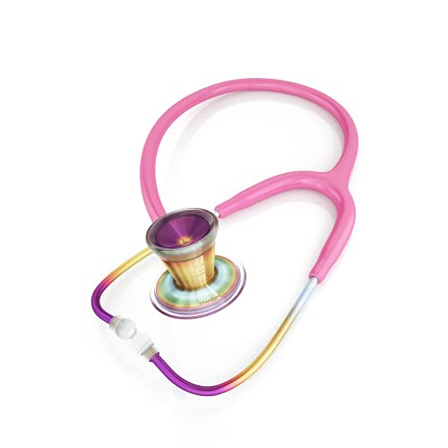 Image of MDF Instruments, Kaleidoscope ProCardial Cardiology Stethoscope, Lightweight Titanium, Adult, Dual Head, Fuschia Tube, Kaleidoscope Chestpiece-Headset, MDF797TKL32