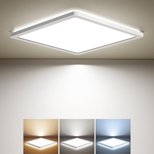BLNAN LED Deckenleuchte, 18W Deckenlampe Flach Warm Neutral Kalt Weiß 3000K/4000K/5000K, Panel mit Hinterleuchtung, 1800lm für Flur, Schlafzimmer, Küche, Bad, Balkon, Keller - Ultradünn Modern 22cm
