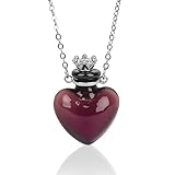 Biiange Perfume Bottle Necklace Heart Shape, Purple Perfume Bottle Necklace, Essential Oil Diffuser Necklace, for Womens Perfume Vial Pendant Necklace Jewelry Unique Gift (1Pcs Purple)