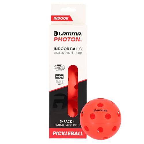 Gamma Photon Indoor Pickleballs 26 Holes for Precise Indoor Flight USAPA Approved Pickle Ball for Tournament Play High Visibility Durable Consistent Bounce Red