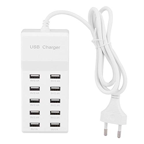 Regleta USB de 10 puertos carga rápida universal 100-240V con protección sobretensiones