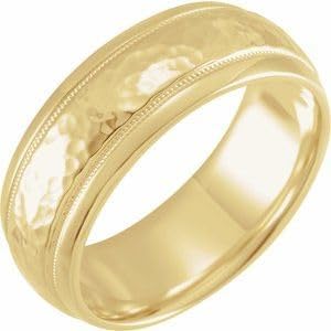 Jewels By Lux 14K Yellow Or White Or Rose Gold Or Sterling Silver Or Platinum Milgrain Edge Comfort-Fit Half Round Band