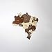 Multilayered Wooden 3D Brazil Map, Gift for Brazilian Friend, Brazil Wooden Wall Decor, Map for Traveller (60x60 cm | 23.6x23.6 inches)