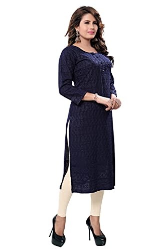 Image of DARIKA Women's Cotton Chikankari Straight Kurti Multiple Color in from Small to Plus Size.