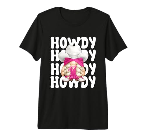 Pink Howdy Cowgirl Graphic for Texas Women Girls Funny Gnome Premium T-Shirt