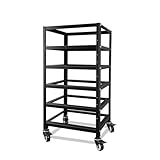 SUNGOLDPOWER 3U Server Rack 5-Layer for Stackable 48V 100AH Rack Lithium Batteries, Open Ventilation Design with Wheels, for Solar System and Energy Storage