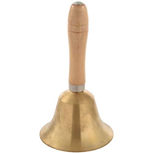 Hacbop Aus massivem Messing Holzgriff Schule Empfang Abendessen Holz Cafe Hotel Handglocke - Gold Cover