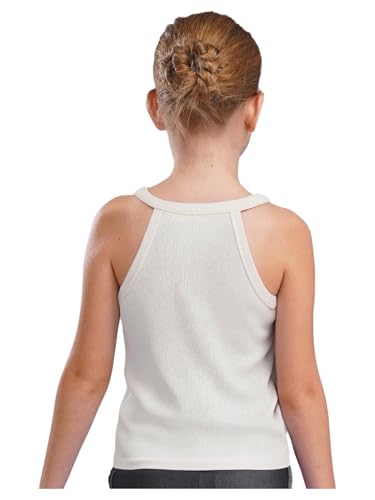 Kids Girls Vacation Essentials Tops Ribbed Halter Crop Vest in Solid Shade Sleeveless Beach Picnic Outfits2