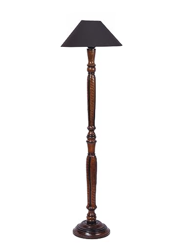 Image of Devansh Black Coolie Cotton Wooden Floor lamp -34