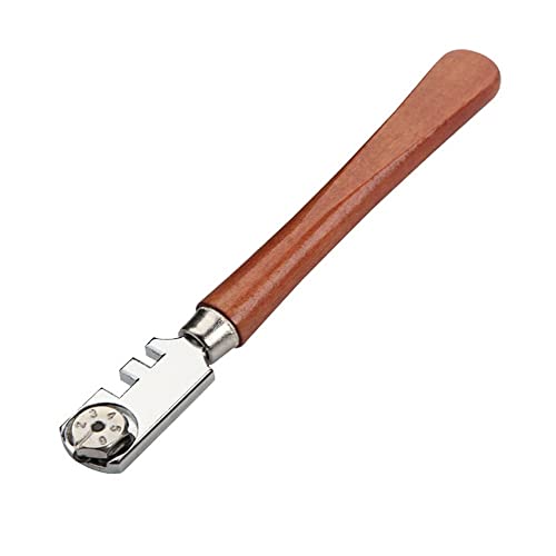 TOOLSTEK Wokin Glass Cutter with 6 Interchangeable Carbide Cutting Wheels Craft Cutting Kit Tool with Wooden Handle Perfect for Cutting & Scoring Glass Bottles Mirrors Window Panes Shelves