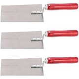 Hoement 3 Stück Teiliges Edelstahl Spachtel mit Holzgriff Rostfreier Flächenspachtel für Verputz Maurer Fassadenarbeiten Profi Glättkelle zum Verputzen von Zement und Putz