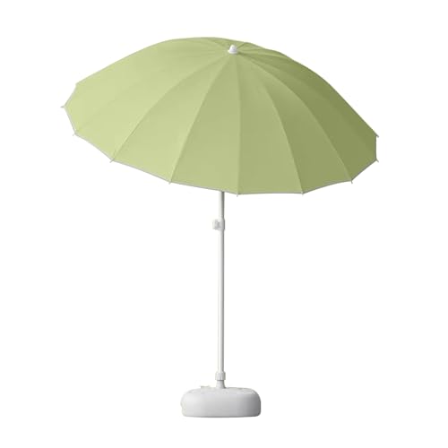 NRNQMTFZ Sombrilla de Jardín Ø180 cm Parasol Excéntrico con Techo Inclinable Manivela 16 Costillas de Metal,protección UV,Paraguas de Mercado Impermeable(Light Green)