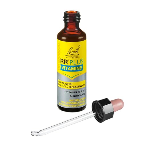 Bach Bachblüten RR Plus Tropfen mit Vitamine B5 + B12, 20ml I Bachblütenmischung, ohne Alkohol I ehemals Rescue