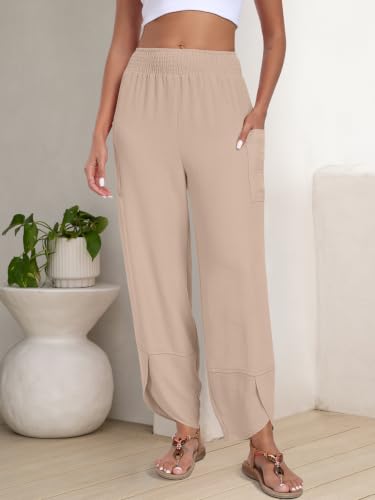 Image of ANRABESS Womens Wide Leg Palazzo Capri Barrel Pants