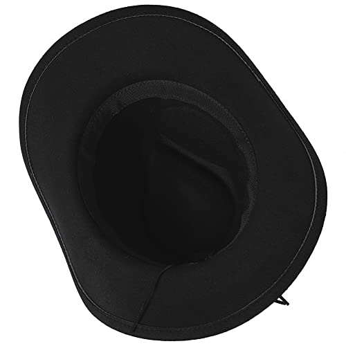 Vintage Western Cowboy Hat For Women Jazz Panama Cowgirl Hat Wide Brim Felt Fedora With Star Punk Leather Belt 22"-22.75" Black #TOP3