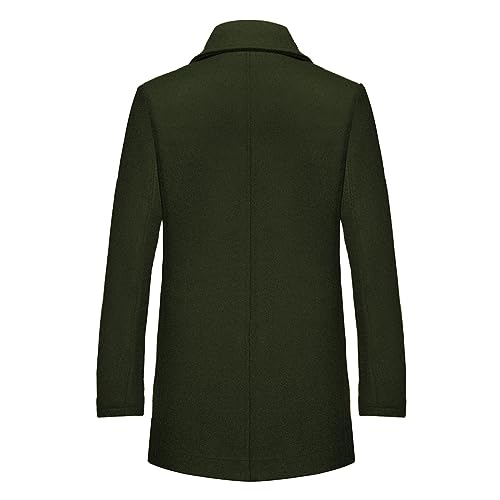 Image of INVACHI Mens Wool Blend Coat Winter Trench Coat with Detachable Soft Scarf Single Breasted Overcoat