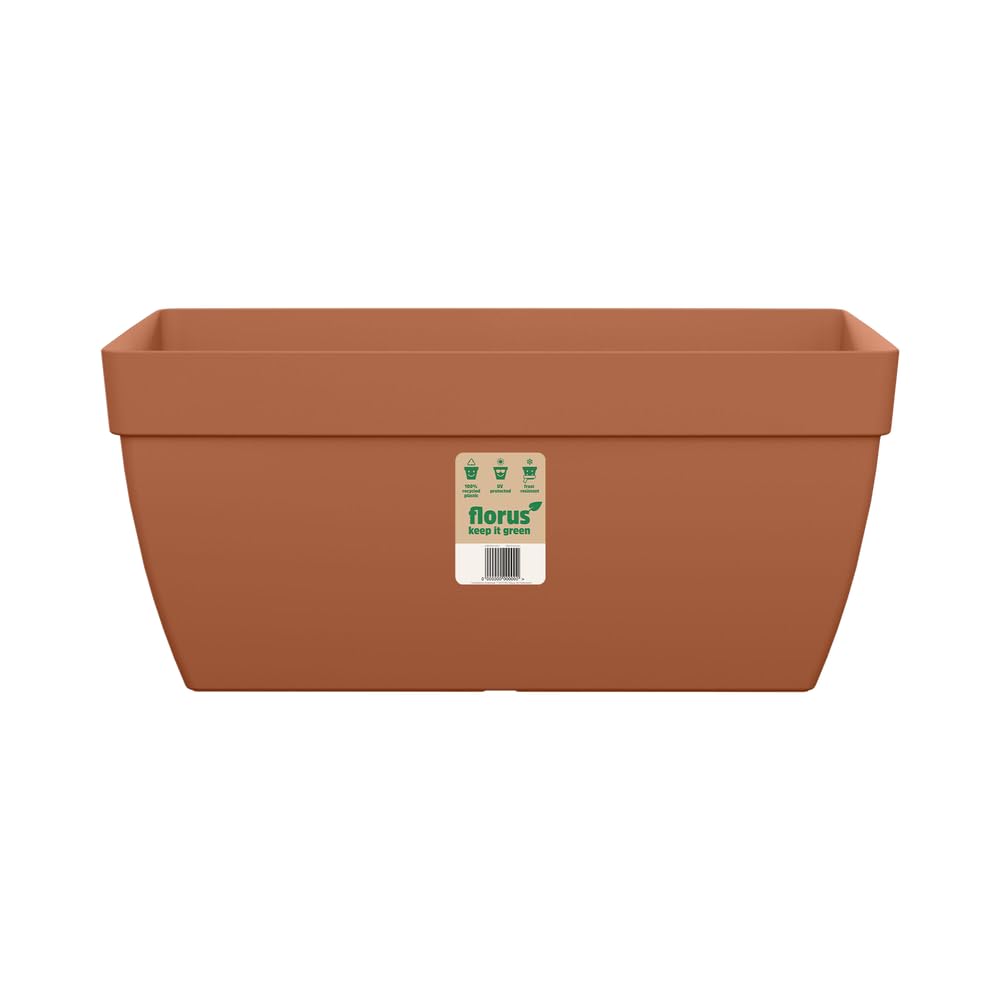 FLORUS Paris Terrace Trough 60cm Pot de Fleur - Terre Cuite | L 29 x W 59 x H 26 cm | Plastique 100% recyclé
