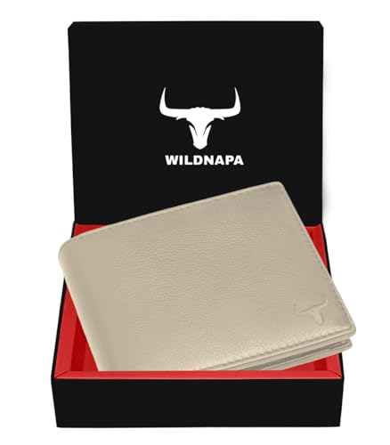Image of WILD NAPA RFID Protected Brown Genuine Leather Wallets for Men (B-Beige)