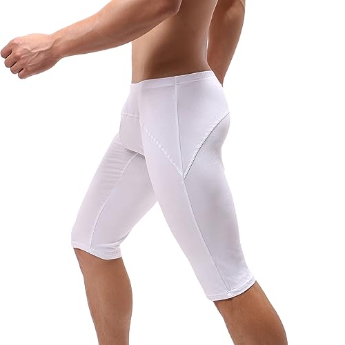 Men's Compression Legging Capris Running Tights Low Rise Mesh Gym Training Shorts4