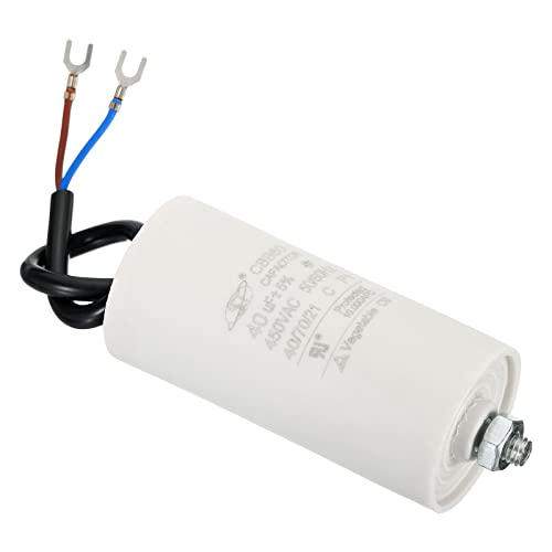 PATIKIL CBB60 40uF Running Capacitor, AC 450V 2 Wires 50/60Hz Cylinder Bottom with Screw 95x45mm for Washing Machine,Water Pump Motor Star
