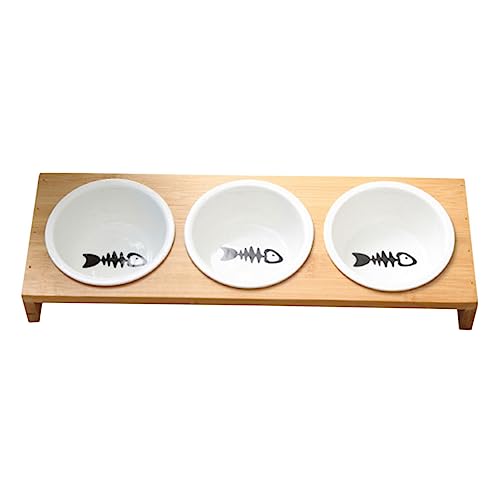 MUELODSIC 竹製フレーム付きペット用食器 滑らかな製 猫 犬用フードボウル 多機能で清掃簡単 ペットサプライ