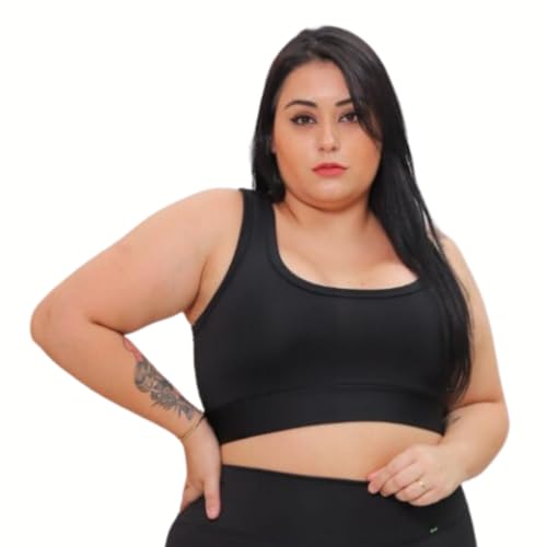 Top Academia Plus Size Feminino Costas Nadador Sem Bojo (Preto, G2 50)