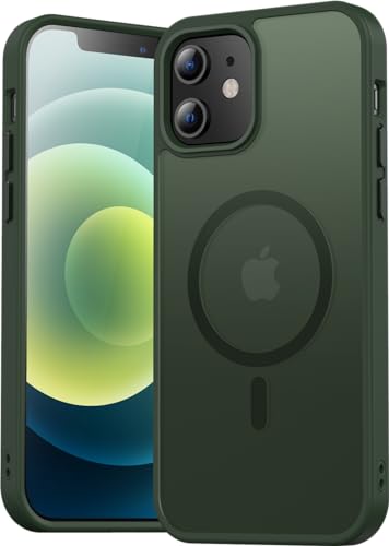 Natiiozie Magnetisch Hülle Kompatibel mit iPhone 12/12 Pro 6,1 Zoll, Matt Handyhülle Kompatibel mit MagSafe, Stoßfest Kratzfest Schutzhülle Nie Vergilbung rutschfest Rückseite Case Grün., 4.59 €