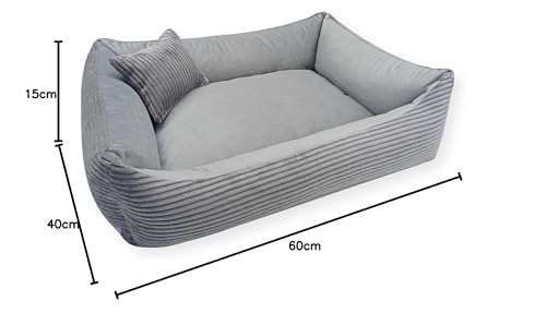 4L Textil Molly Katzenbett flauschig Katzenkörbchen Katzensofa Kuscheliges Hundebett kleine Hunde Katzenkorb waschbar Hundekorb für Welpen Grau (60x40 cm, Grau)