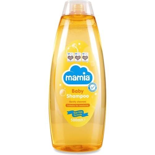 Mamia Baby Shampoo, Gentle Cleanser, Suitable for Newborns, Tear Free Formula, 500ml, Pack of 3