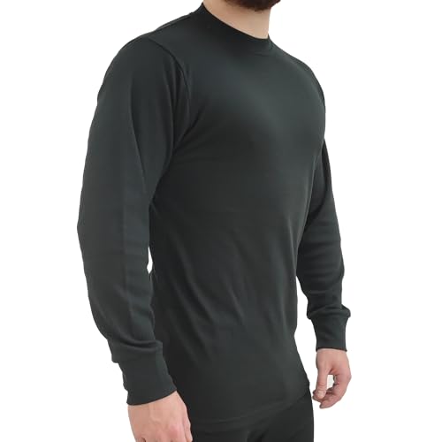Mens Thermal Work Base Layer Long Sleeve T Shirt Size S to 5 XL - Work & Leisure Warm Thermal T Shirts Black