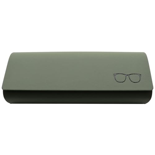Image of Olive Green Hard PU Leather Eyeglasses Case for Most Eye Glasses and Sunglasses
