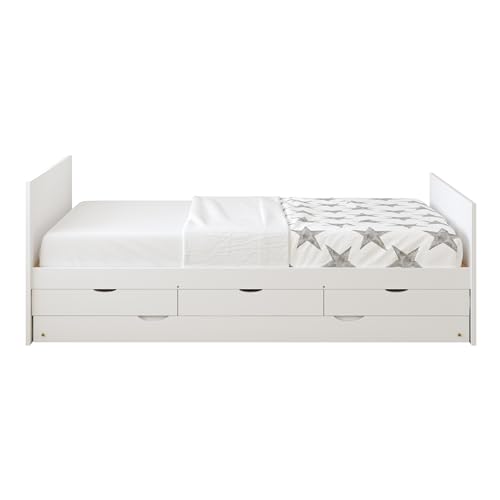 Sunny Eli Lit Gigogne avec 3 Tiroirs de Rangement Blanc, en Bois | 2 Places pour Chambre Enfant - sans Matelas - 206,5 X 97 X 75 Cm | pour Matelas: 90 X 200 Cm.