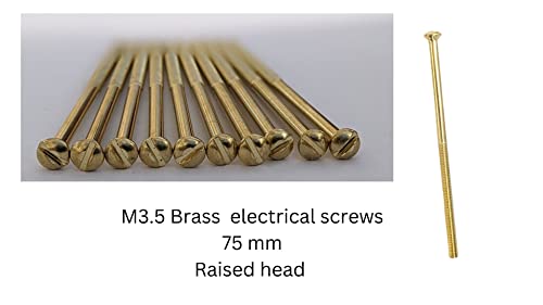 Pack of 10 Electrical Screws 75mm Brass M3.5 Thread Diameter Raised Slotted Head Long Screw for Socket Switch Plate Sockets Outlet Cover Electric Panel Fixings DIY Projects - Image 3