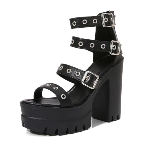 Women's Chunky High Heel Platform Gladiator Sandals Open Toe Back Zipper Comfortable Gladiator Sandals Summer Dress Sandals