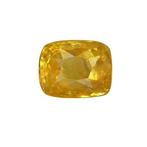 JAGDAMBA GEMS Ceylon Yellow Sapphire Sri Lanka Pukhraj Stone 4.50 Carat Original Certified Good Shape Gurupriya Pushparagam Stone For Jewellery Making, Gemstone, Yellow Sapphire