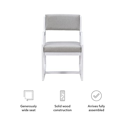 Linon Home Decor Products Karlee White 2 Position Sled Base Chair with Grey Upholstery by Linon Home Decor - Image 6