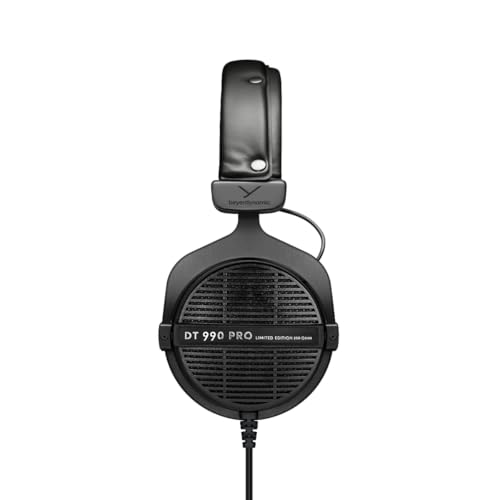 beyerdynamic DT 990 PRO, 250 Ohm, Open Back, Over Ear, Wired Headphones, 3m Coiled Cable, Black with Grey Velour Ear Pads - Image 4