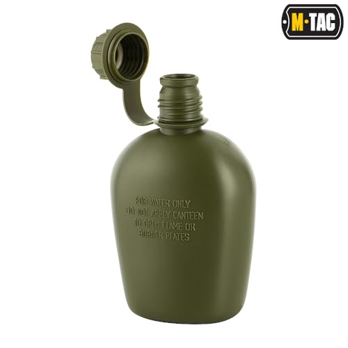 M-Tac Militär Feldflasche 1L – BPA-frei, Robuster Trinkflasche für Outdoor, Camping & Survival – Leicht, Spülmaschinenfest, Mikrowellengeeignet, Olive