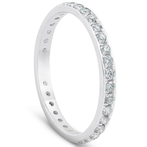P3 POMPEII3 1/2ct Lab Grown Created Diamond Wedding Ring Womens Eternity Band 10k White Gold (G/H,VS)2