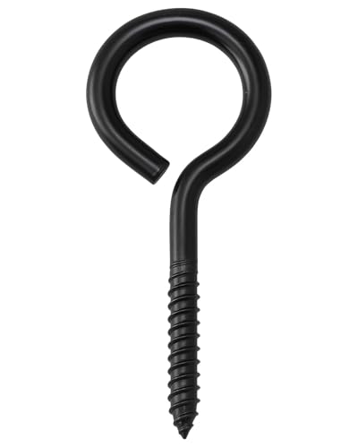IMSCREWS 2-1/2 Inch Black Eye Hooks (20 Pack), 304 Stainless Steel Screw Eyes, Heavy Duty Rust Resistant Eye Screws for Outdoor Wood, String Lights, Wire Anchoring, Lag Thread Eye Bolts