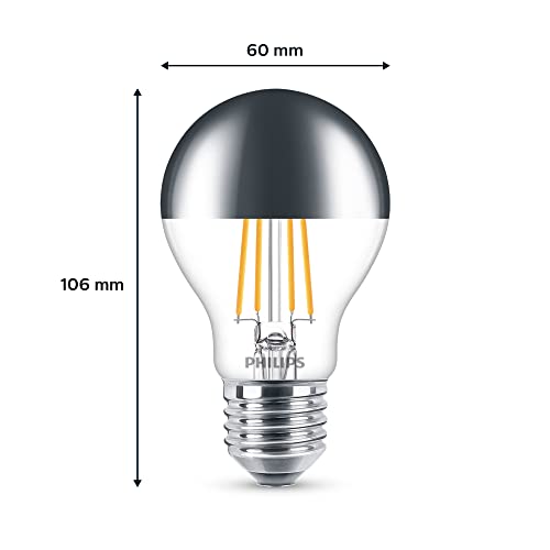 Philips LED Premium Classic Dimmable A60 Crown Mirror Light Bulb [E27 Edison Screw] 7.2W - 50W Equivalent, Warm White (2700K)