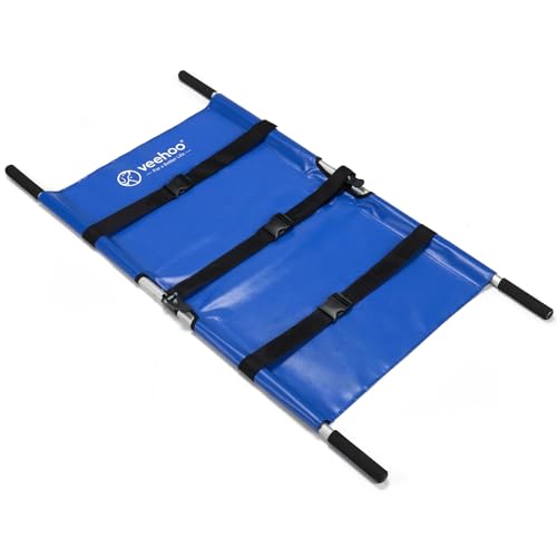 Veehoo Dog Stretcher for Large Dogs Aluminum Alloy Portable Dog Transport Stretcher with Safety Straps Non-Slip Handles Waterproof Fabric for Outdoor Rescue Senior Dogs or Hip & Joint Care