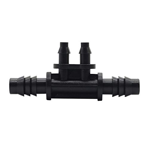Estentore del connettore di riparazione del tubo flessibile Giardino 4 vie Tubo Splitter 3/8 di pollice a 1/4 di pollice Tee ridotto Barb connettore Agricoltura Irrigazione a goccia Raccordi 100 Pz